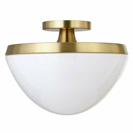 HUDSON & CANAL Henn w/ Hart  Durant Brass Semi Flush Mount Ceiling Light with White Milk Glass SF0803